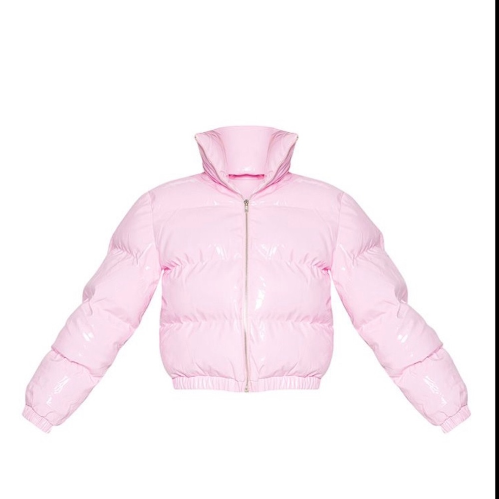 Bubble gum pink puffer jacket
